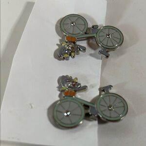 Bicycle Enamel Pins with Rhinestones